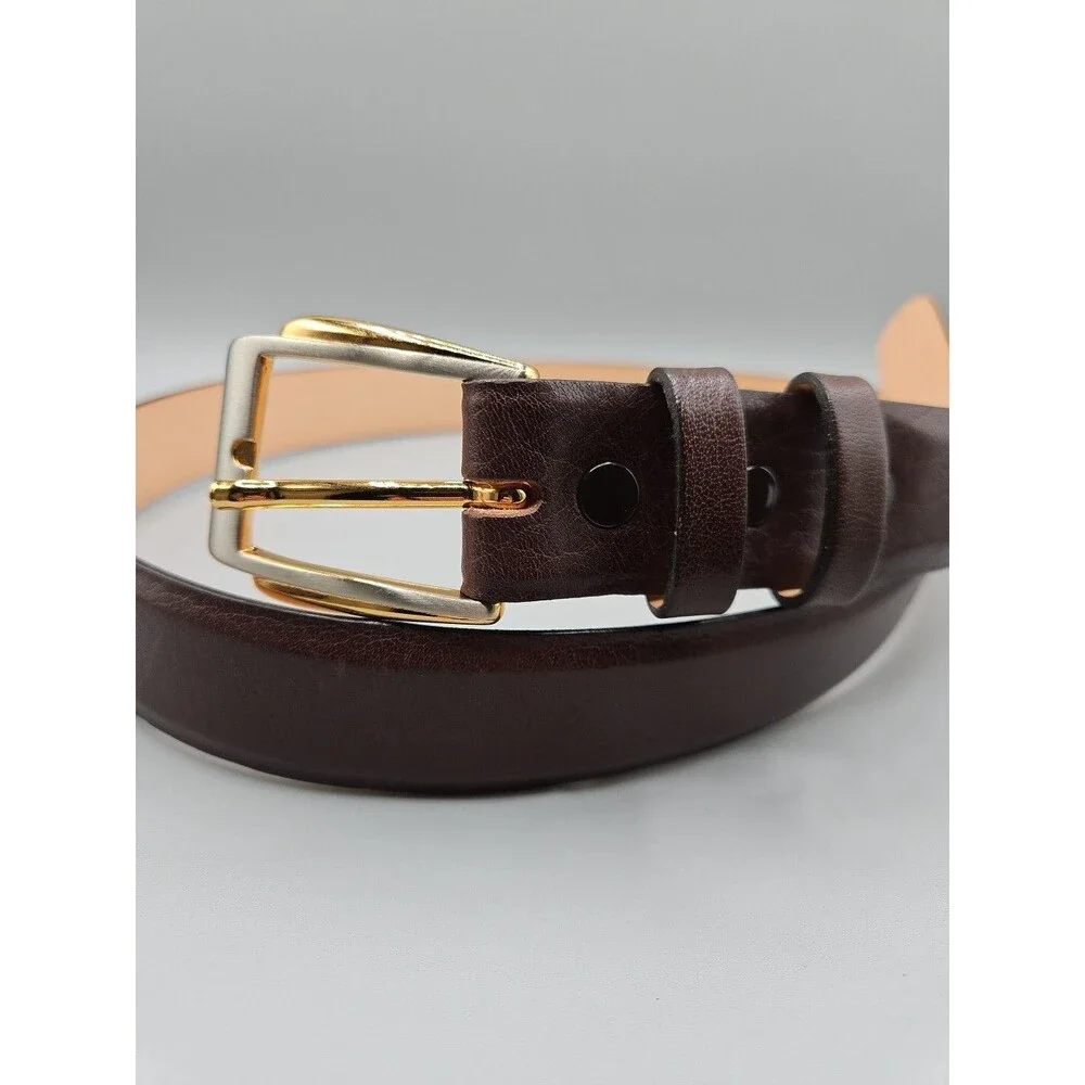 Men's Brown Asian Buffalo Belt Handcrafted In USA Brass Buckle 38 Nick Hilton
